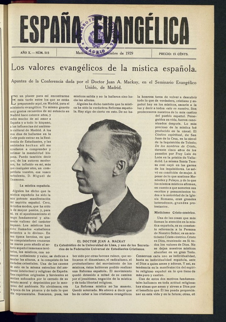 Miniatura de España Evangélica del 12 de diciembre de 1929, nº 515