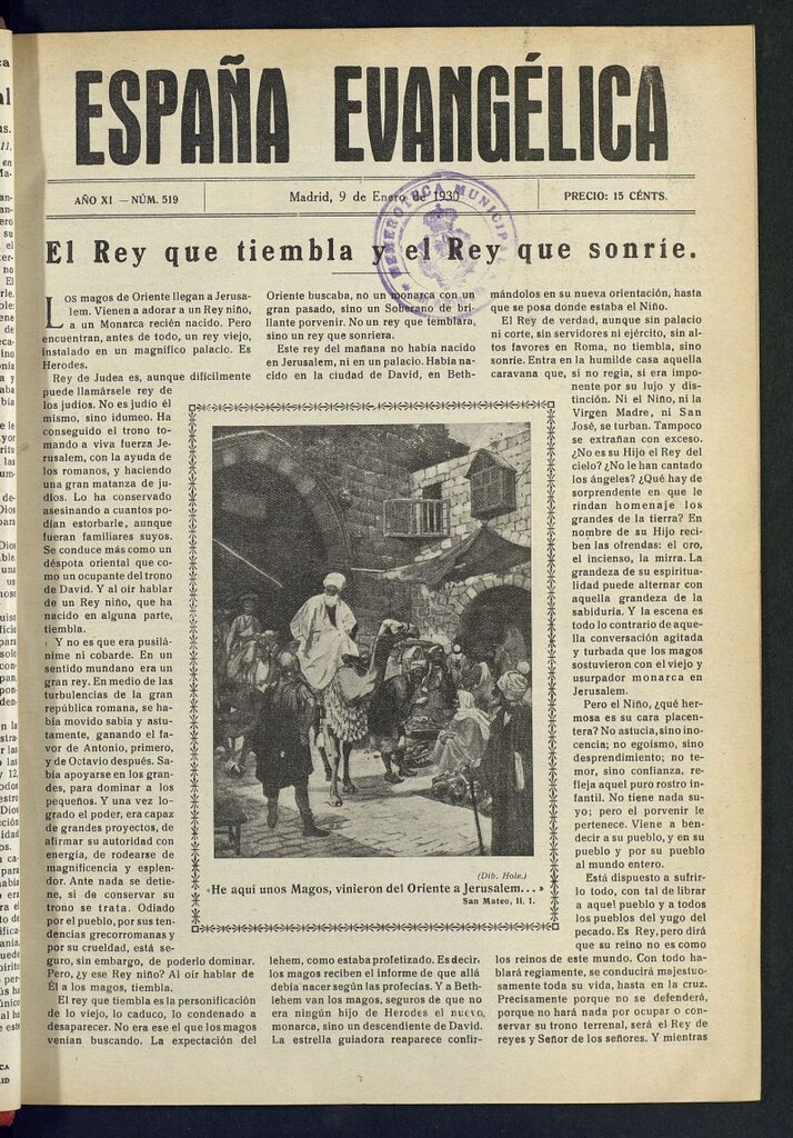 Miniatura de España Evangélica del 9 de enero de 1930, nº 519
