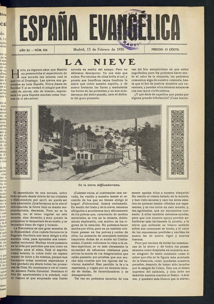 Miniatura de España Evangélica del 13 de febrero de 1930, nº 524