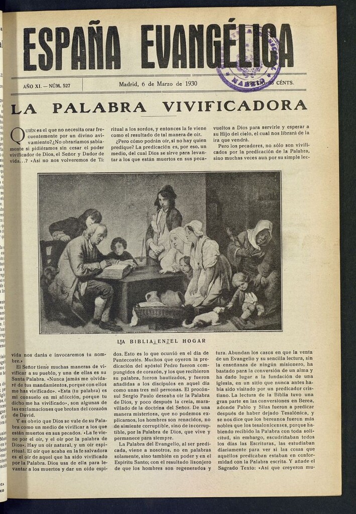 Miniatura de España Evangélica del 6 de marzo de 1930, nº 527