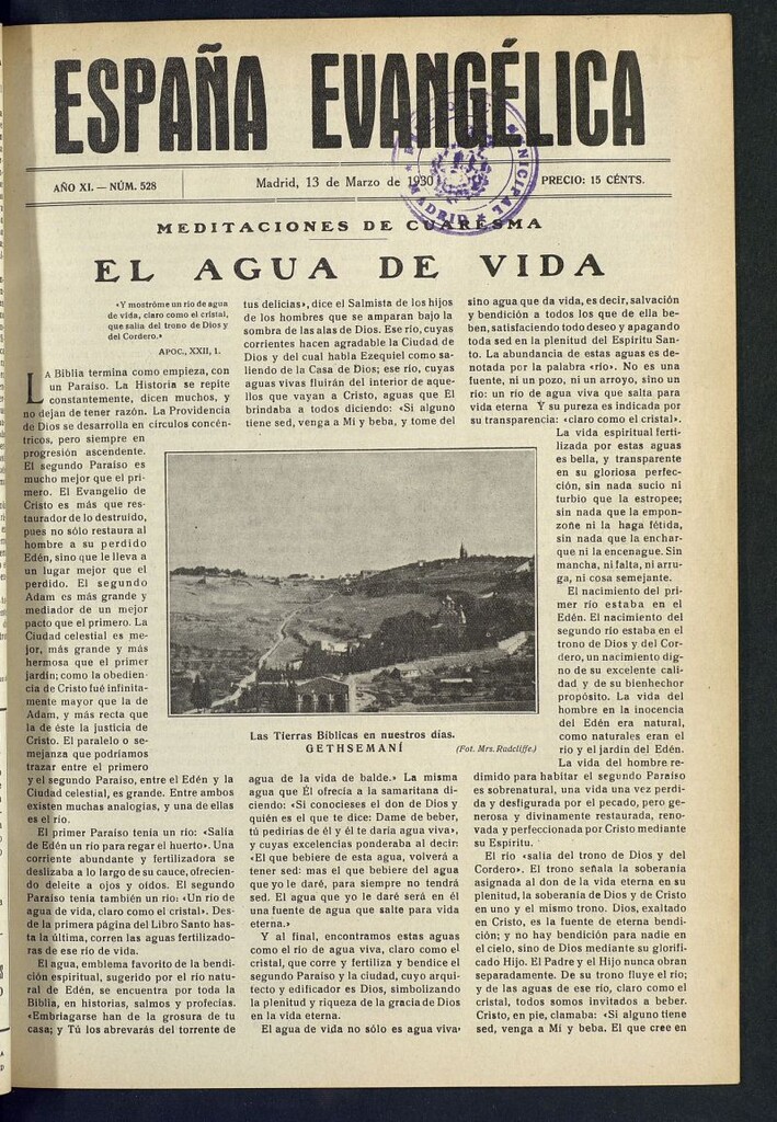 Miniatura de España Evangélica del 13 de marzo de 1930, nº 528