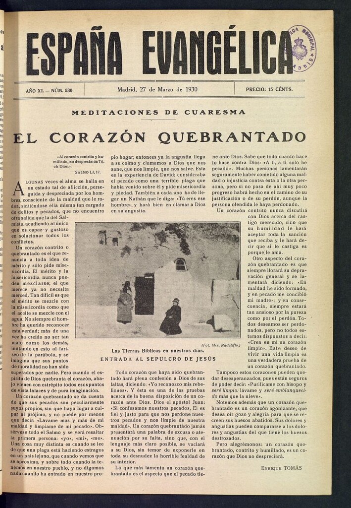 Miniatura de España Evangélica del 27 de marzo de 1930, nº 530