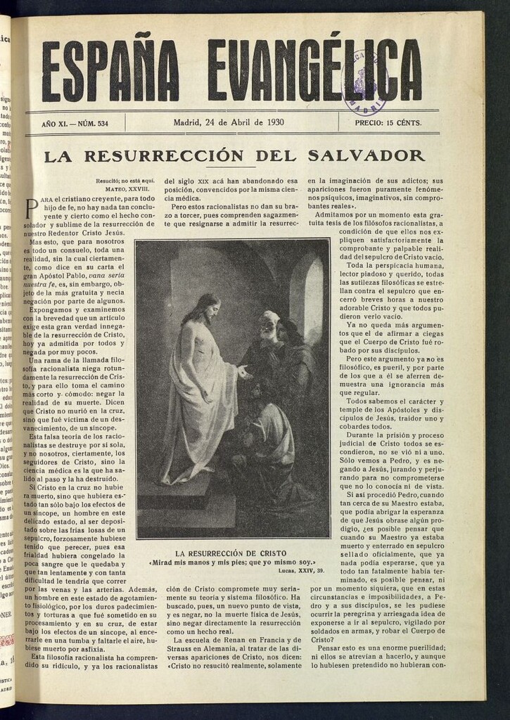 Miniatura de España Evangélica del 24 de abril de 1930, nº 534