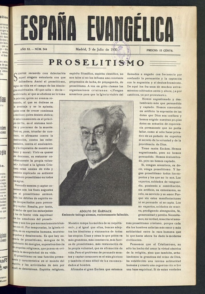 Miniatura de España Evangélica del 3 de julio de 1930, nº 544