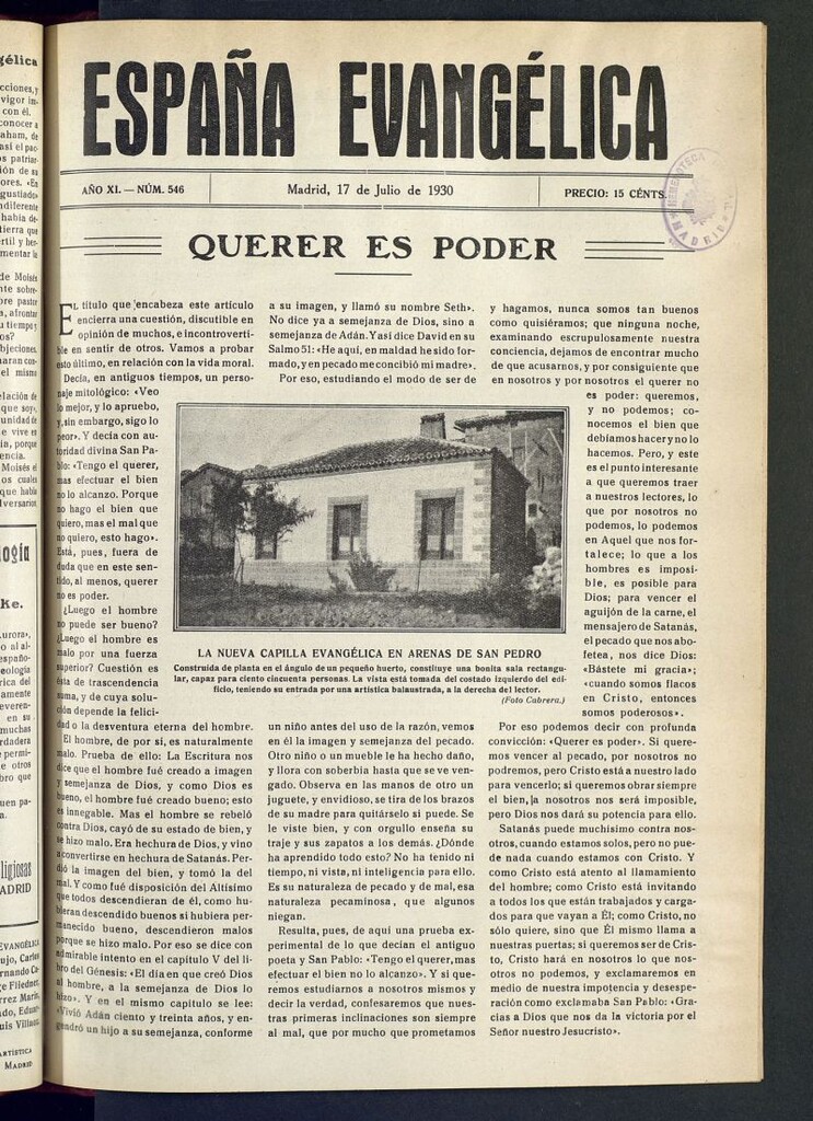 Miniatura de España Evangélica del 17 de julio de 1930, nº 546