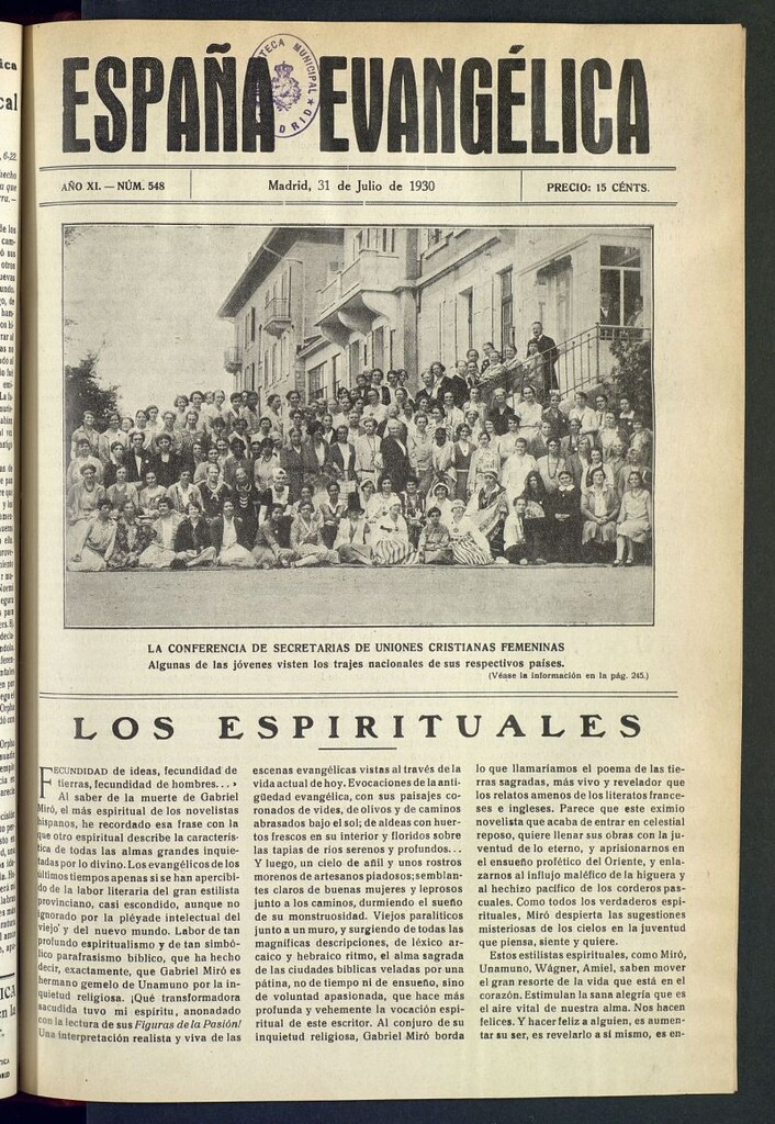 Miniatura de España Evangélica del 31 de julio de 1930, nº 548