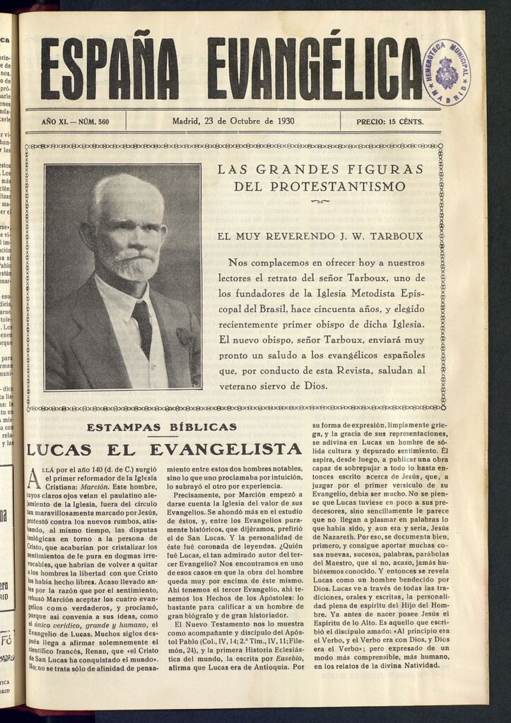 Miniatura de España Evangélica del 23 de octubre de 1930, nº 560