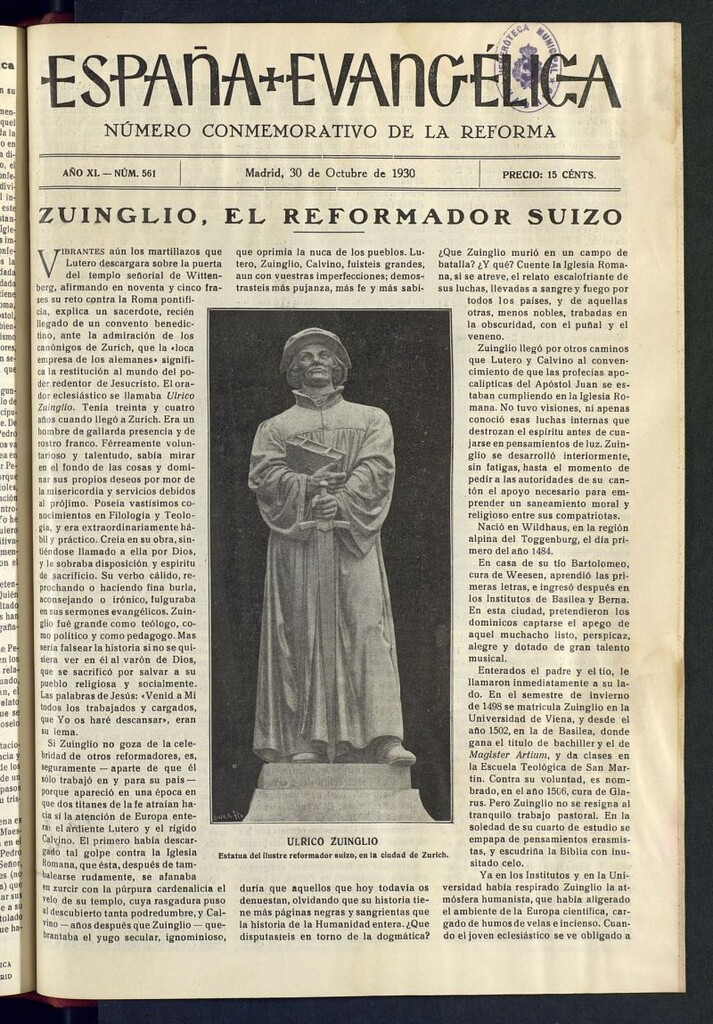 Miniatura de España Evangélica del 30 de octubre de 1930, nº 561