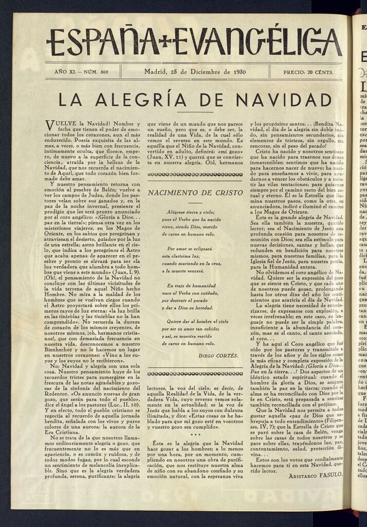 Miniatura de España Evangélica del 25 de diciembre de 1930, nº 569