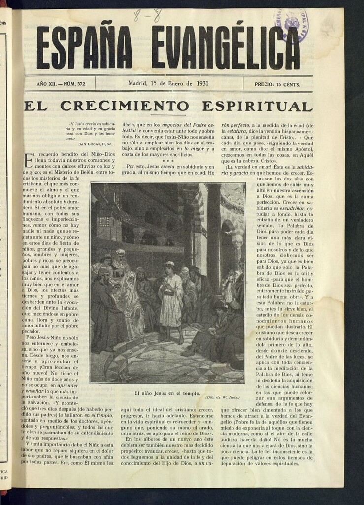 Miniatura de España Evangélica del 15 de enero de 1931, nº 572