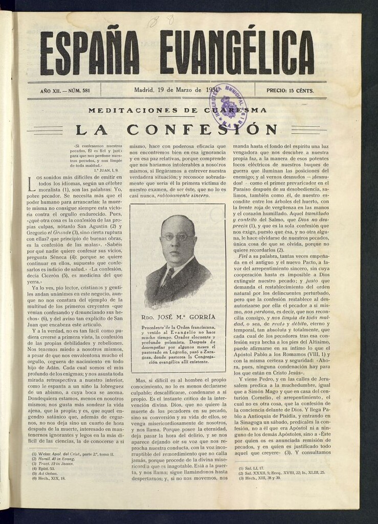 Miniatura de España Evangélica del 19 de marzo de 1931, nº 581