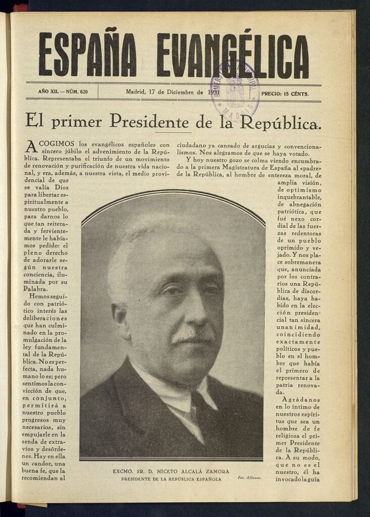 Miniatura de España Evangélica del 17 de diciembre de 1931, nº 620