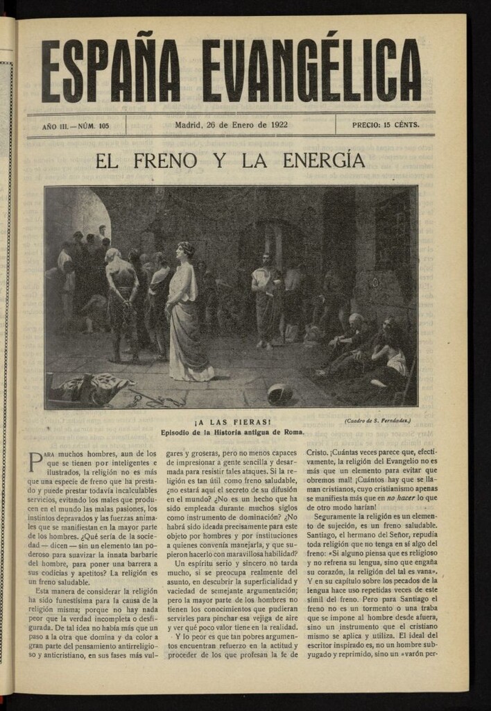 Miniatura de España Evangélica del 26 de enero de 1922, nº 105
