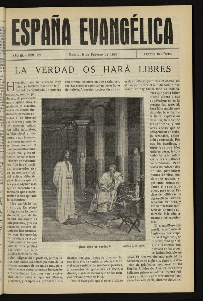 Miniatura de España Evangélica del 9 de febrero de 1922, nº 107