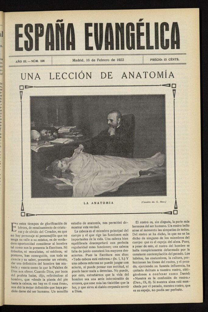 Miniatura de España Evangélica del 16 de febrero de 1922, nº 108