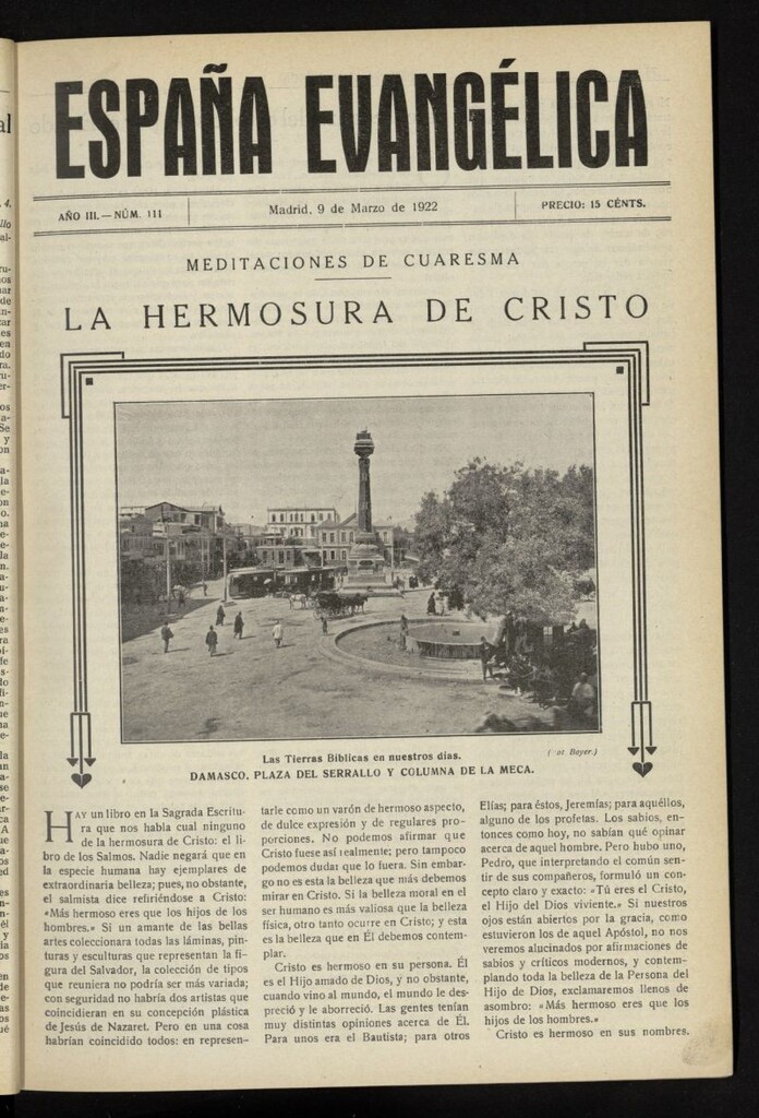 Miniatura de España Evangélica del 9 de marzo de 1922, nº 111