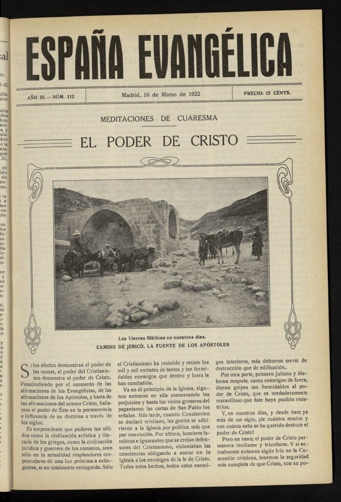 Miniatura de España Evangélica del 16 de marzo de 1922, nº 112