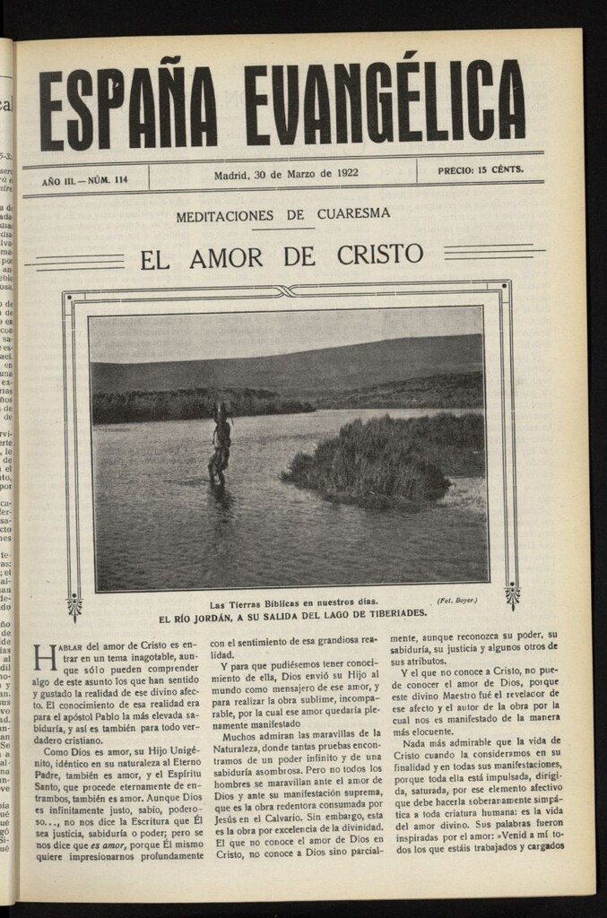 Miniatura de España Evangélica del 30 de marzo de 1922, nº 114