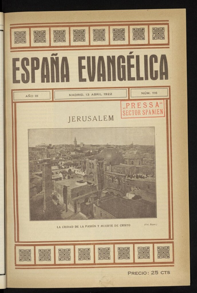 Miniatura de España Evangélica del 13 de abril de 1922, nº 116
