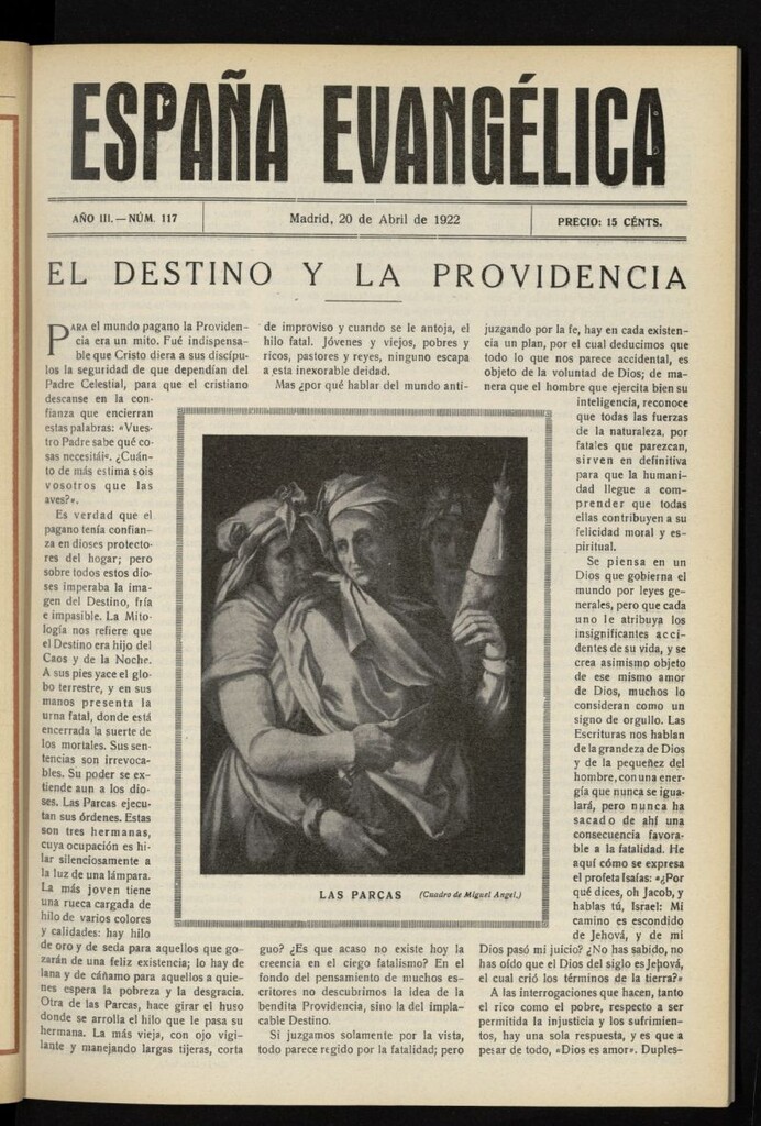 Miniatura de España Evangélica del 20 de abril de 1922, nº 117