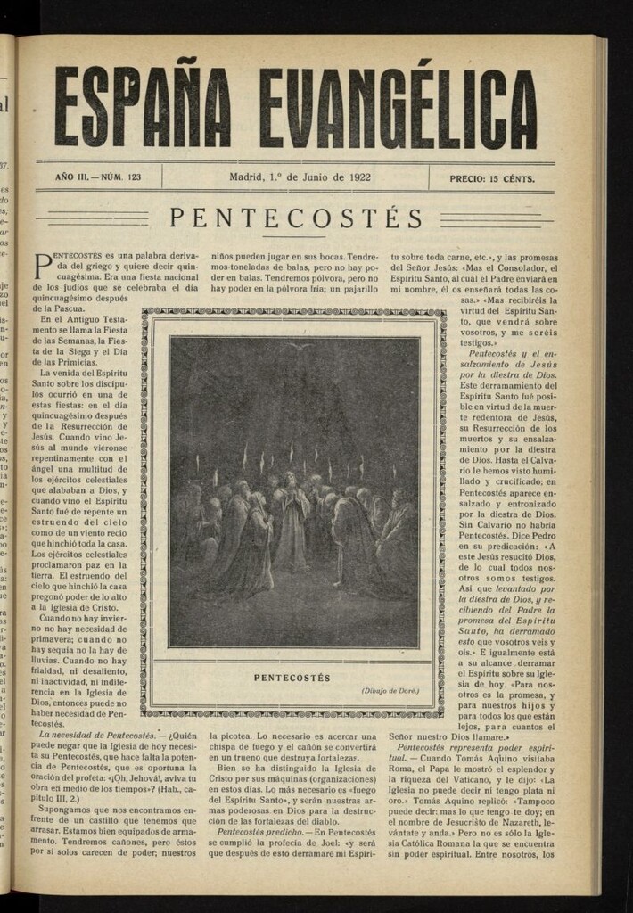 Miniatura de España Evangélica del 1 de junio de 1922, nº 123