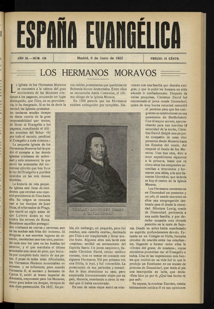Miniatura de España Evangélica del 8 de junio de 1922, nº 124