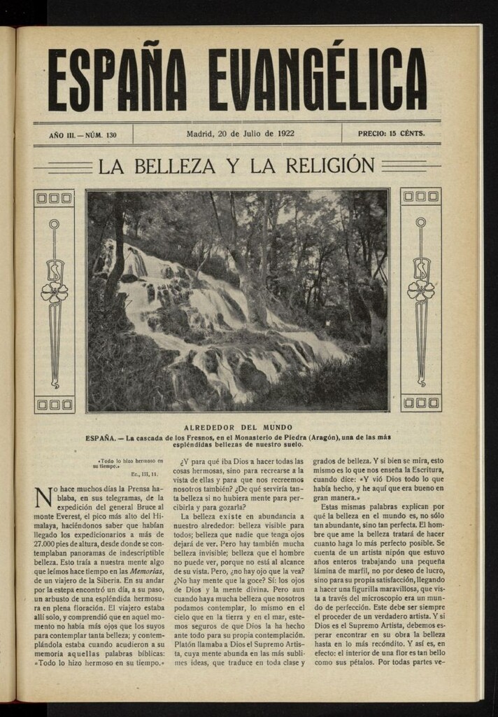 Miniatura de España Evangélica del 20 de julio de 1922, nº 130