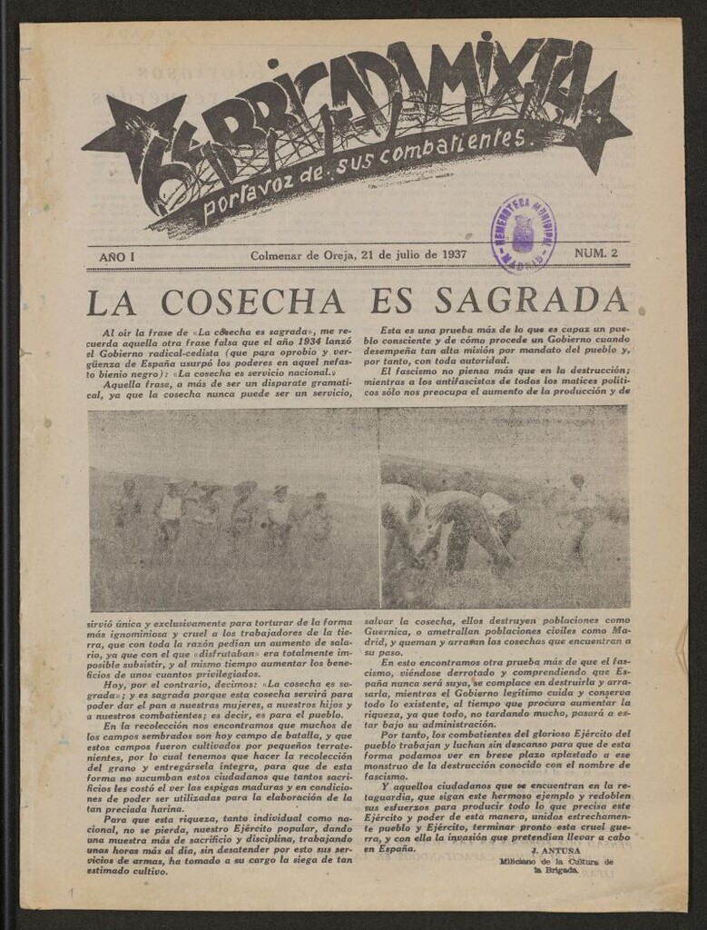 Miniatura de 66 Brigada Mixta : portavoz de sus combatientes