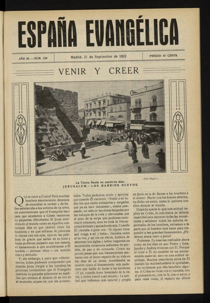 Miniatura de España Evangélica del 21 de septiembre de 1922, nº 139