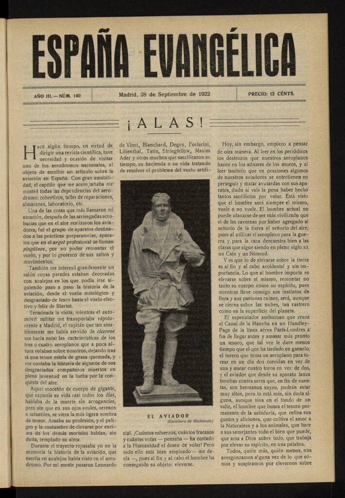 Miniatura de España Evangélica del 28 de septiembre de 1922, nº 140