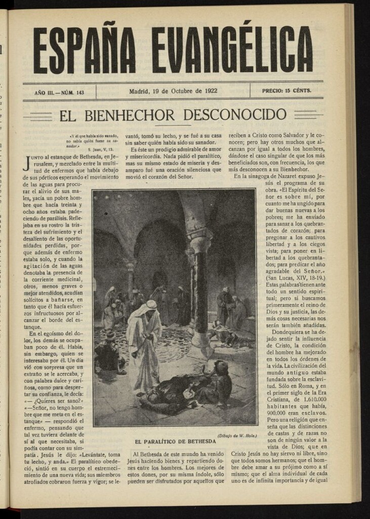 Miniatura de España Evangélica del 19 de octubre de 1922, nº 143