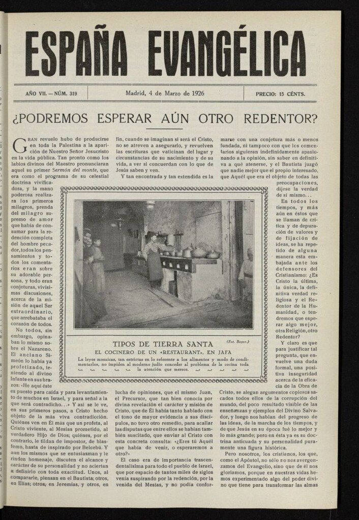 Miniatura de España Evangélica del 4 de marzo de 1926, nº 319