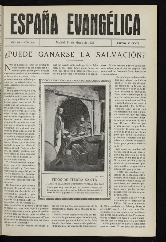 Miniatura de España Evangélica del 11 de marzo de 1926, nº 320