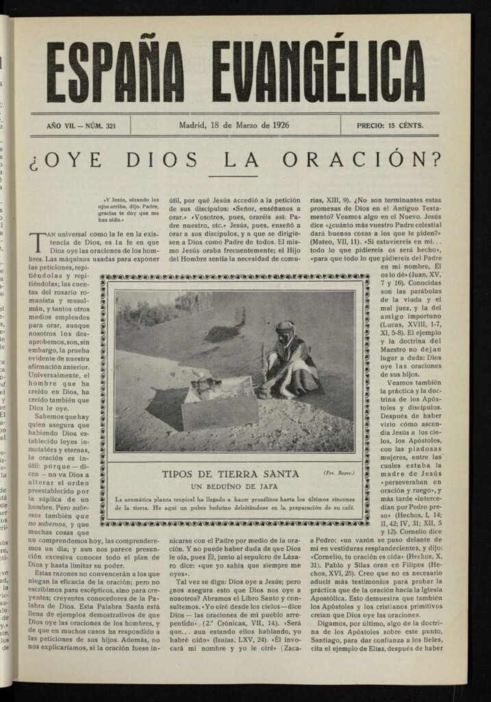 Miniatura de España Evangélica del 18 de marzo de 1926, nº 321