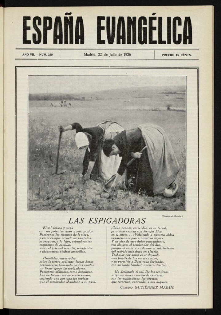 Miniatura de España Evangélica del 22 de julio de 1926, nº 339