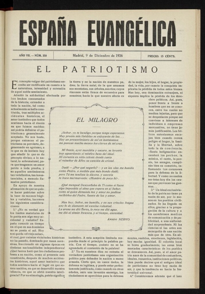 Miniatura de España Evangélica del 9 de diciembre de 1926, nº 359