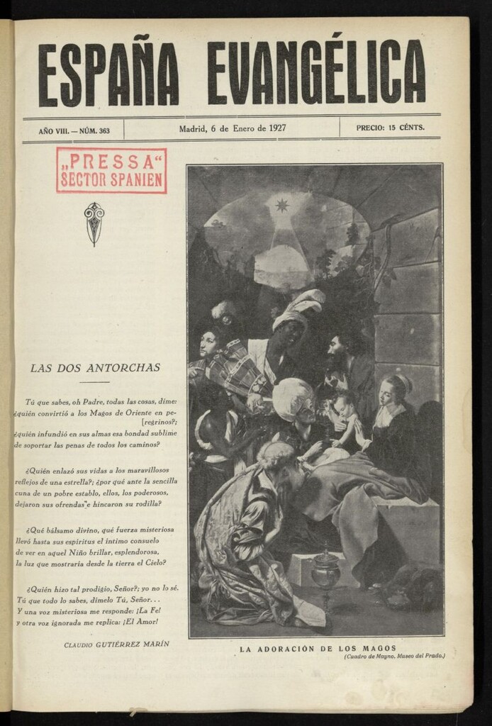 Miniatura de España Evangélica del 6 de enero de 1927, nº 363