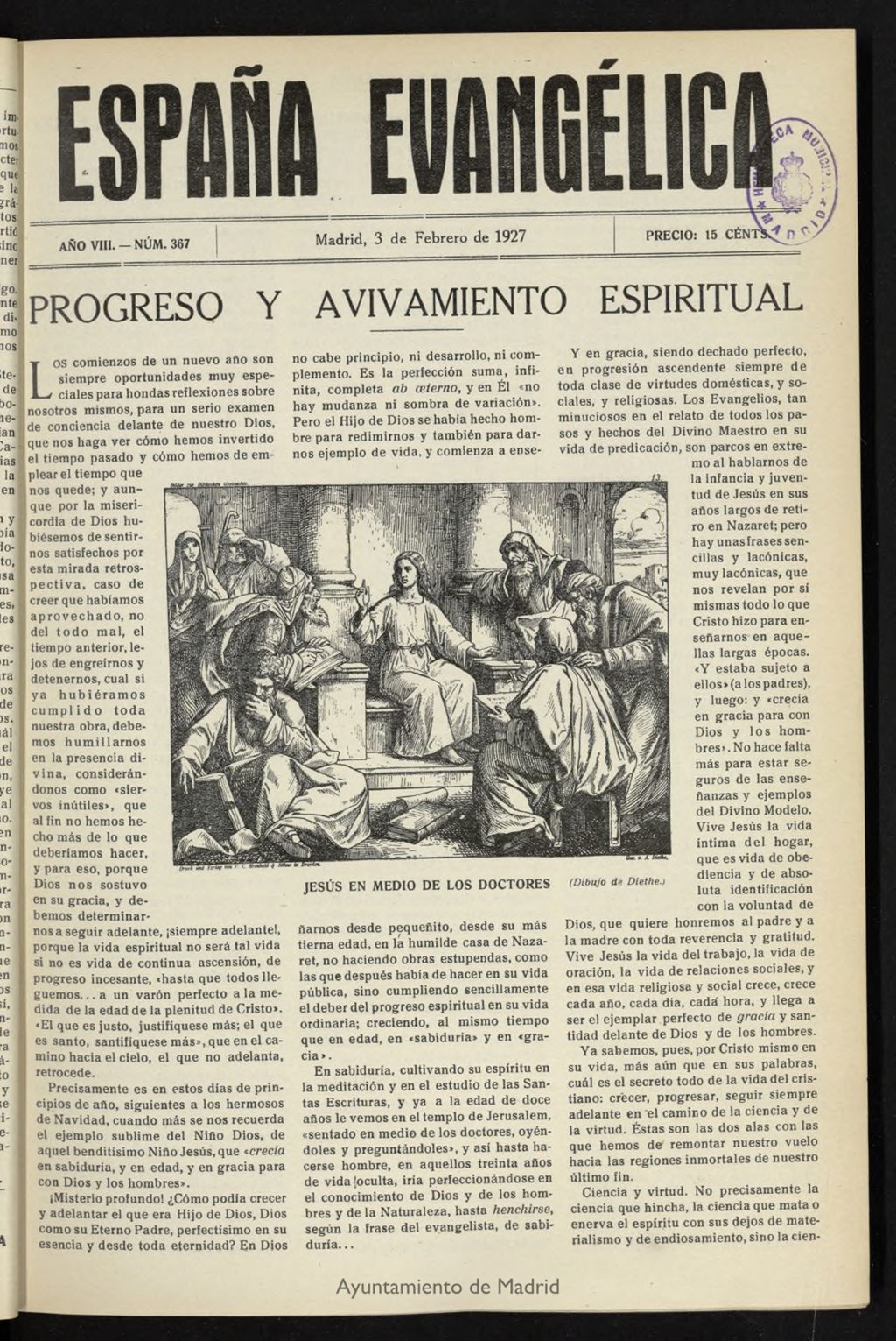 Miniatura de España Evangélica del 3 de febrero de 1927, nº 367