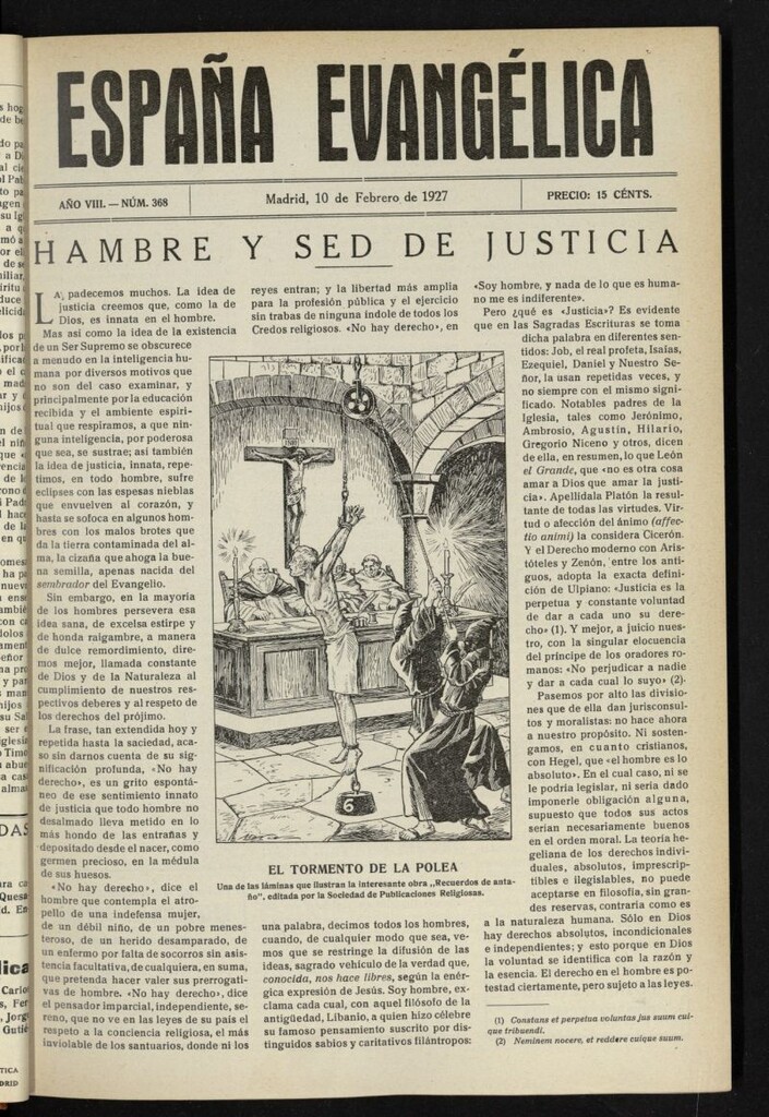 Miniatura de España Evangélica del 10 de febrero de 1927, nº 368