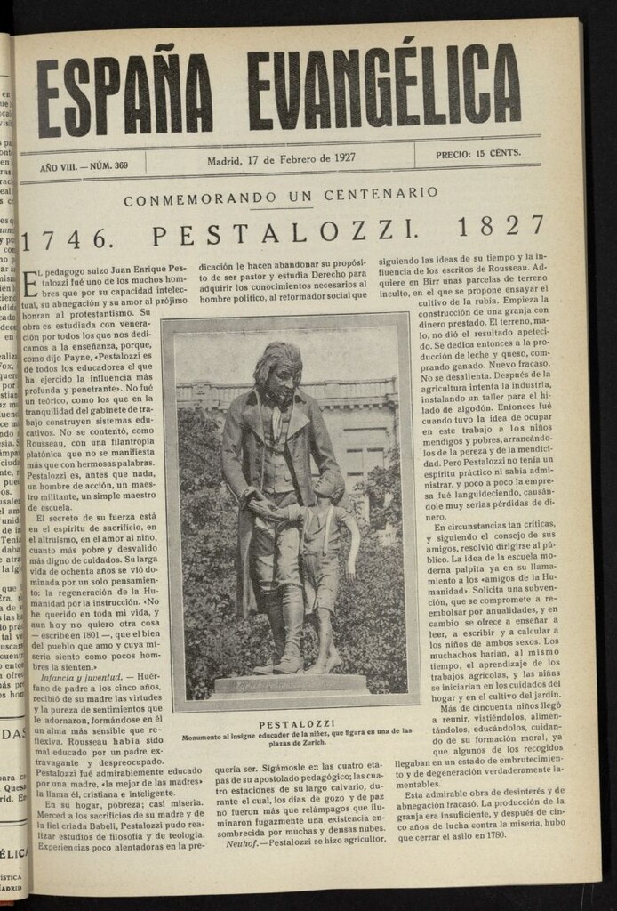 Miniatura de España Evangélica del 17 de febrero de 1927, nº 369