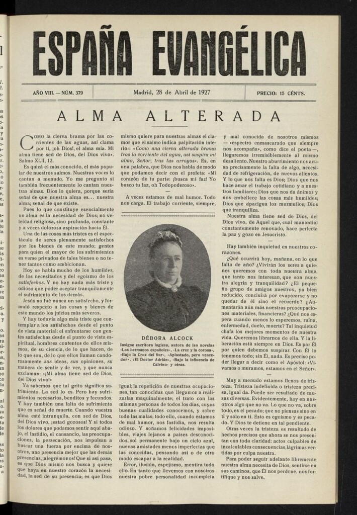 Miniatura de España Evangélica del 28 de abril de 1927, nº 379