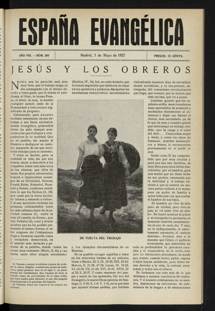 Miniatura de España Evangélica del 5 de mayo de 1927, nº 380