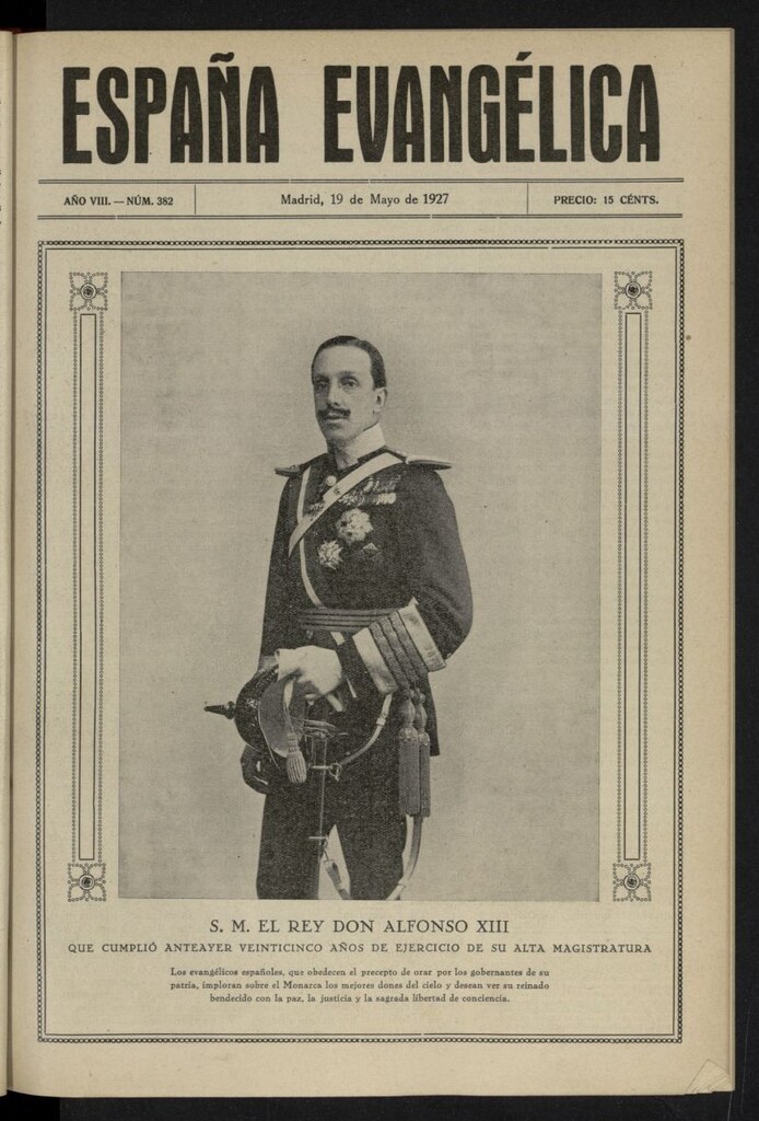 Miniatura de España Evangélica del 19 de mayo de 1927, nº 382