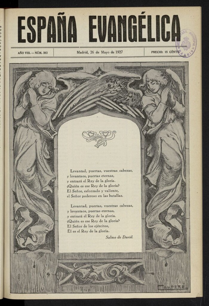 Miniatura de España Evangélica del 26 de mayo de 1927, nº 383