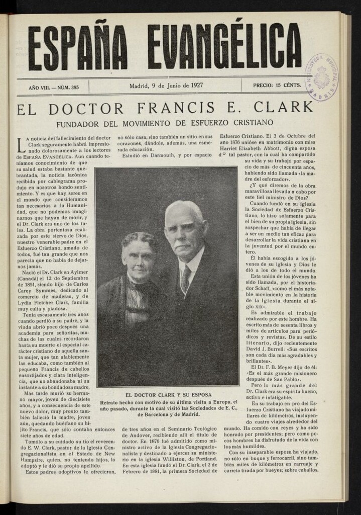 Miniatura de España Evangélica del 9 de junio de 1927, nº 385