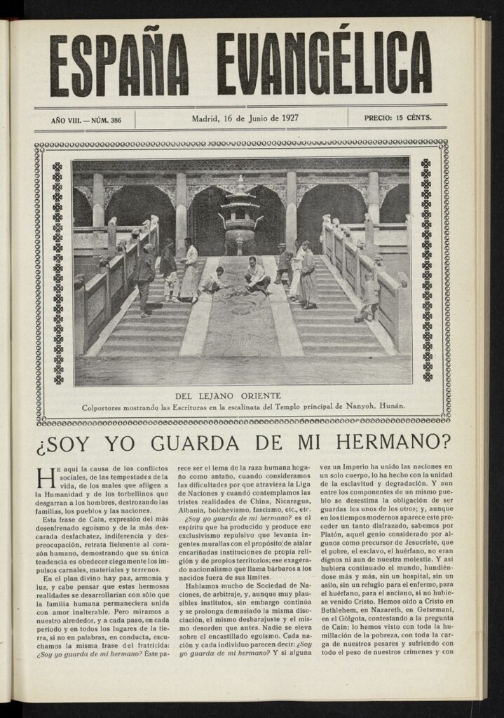 Miniatura de España Evangélica del 16 de junio de 1927, nº 386