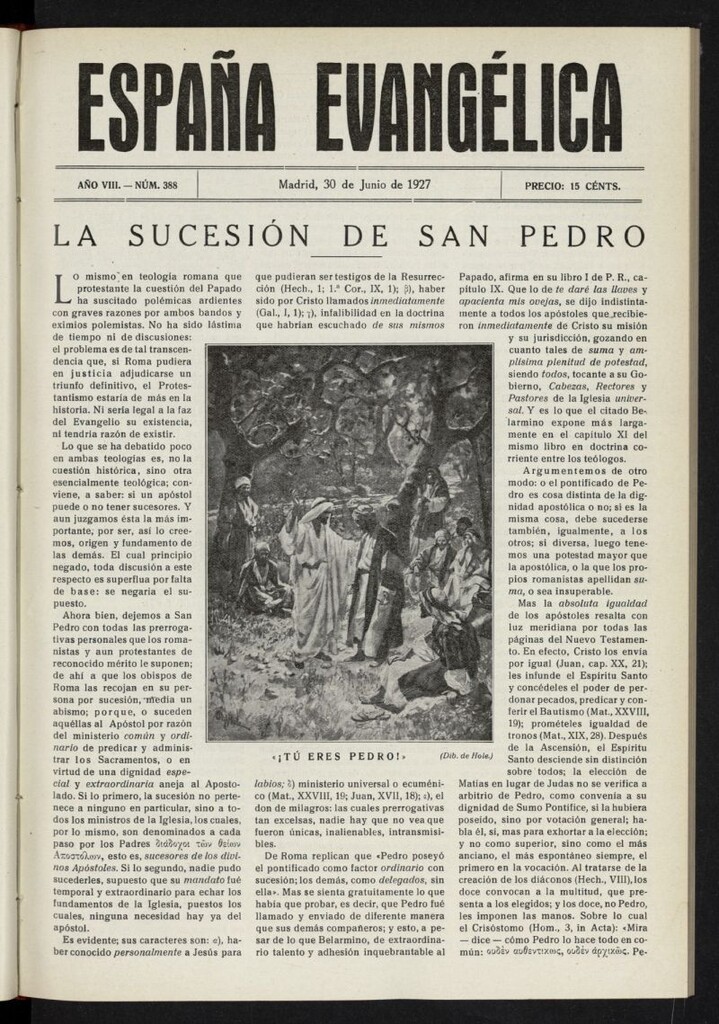 Miniatura de España Evangélica del 30 de junio de 1927, nº 388