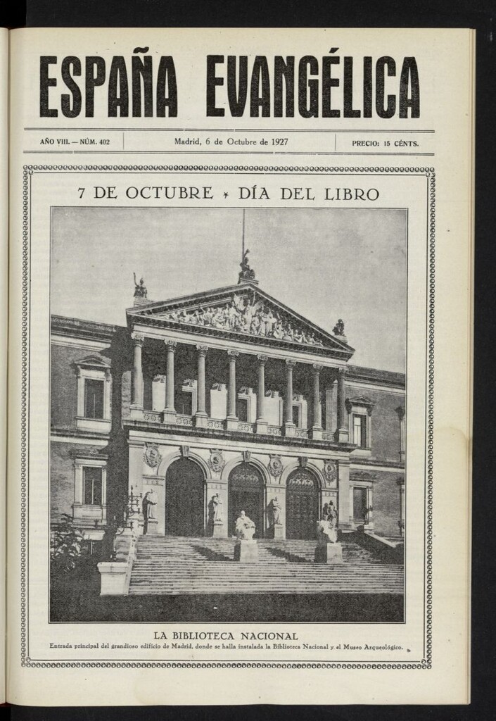 Miniatura de España Evangélica del 6 de octubre de 1927, nº 402