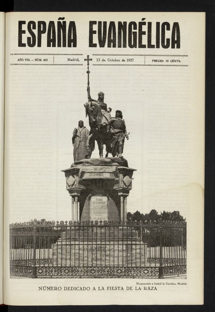 Miniatura de España Evangélica del 13 de octubre de 1927, nº 403
