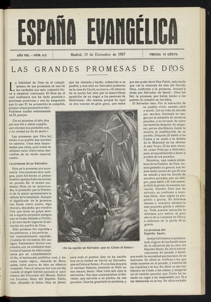 Miniatura de España Evangélica del 15 de diciembre de 1927, nº 412